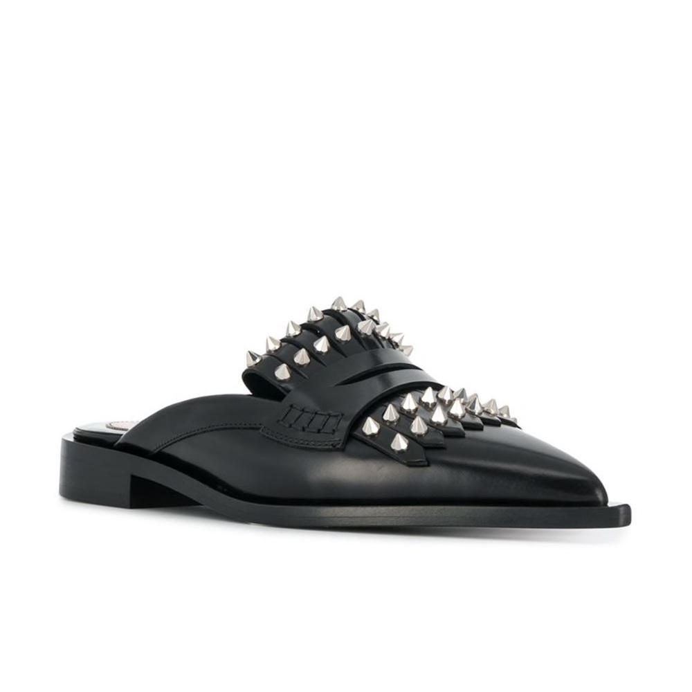 ALEXANDER MCQUEEN Kiltie Studded Leather Mules